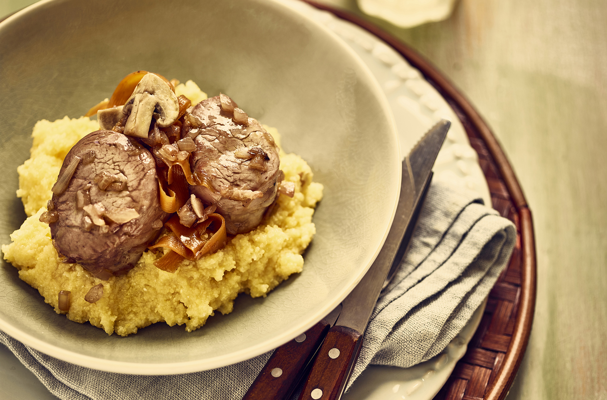 Polenta and Pork Fillet Stuffed with Muscat - Recipe BCook